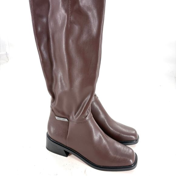 Franco Sarto Geralyn Riding Boots 10 NWOT Brown Riding Vegan Leather Equestrian - Picture 1 of 7